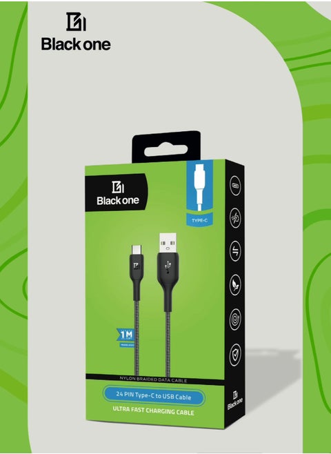 24 PIN Type C to USB Cable Ultra Fast Charging Cable Black
