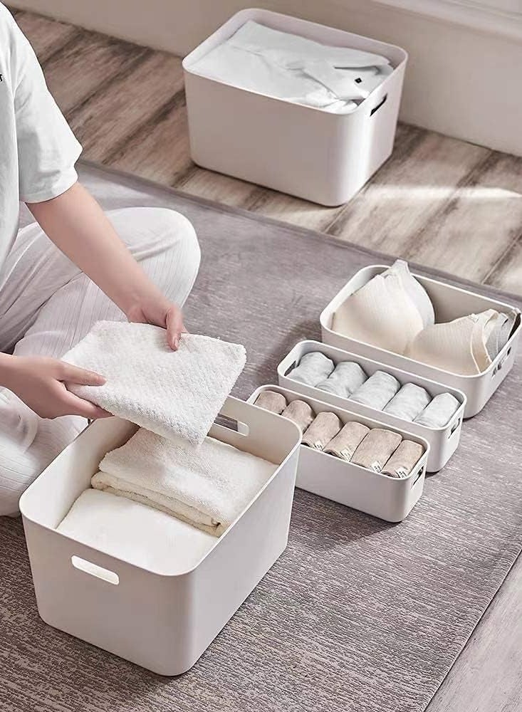 فيبارتي عبوة من سلتين بلاستيكيتين - منظمات تخزين متعددة الاستخدامات للمطبخ، والحمام، وتحت السرير، وتنظيم الخزانة، وصناديق قابلة للتكديس للتخزين المنزلي، وصناديق تخزين بلاستيكية متينة، ومنظمات موفرة للمساحة للأدوات المنزلية، وحل تخزين متعدد الأغراض  - Image 4