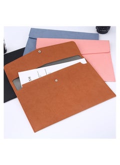 Generic Files Wallets, A4 Popper Wallet Leather File Document Folder Paper Storage Bag Portable Document Organizer Waterproof Document Wallet for Travel Meeting Business Office (Brown) 