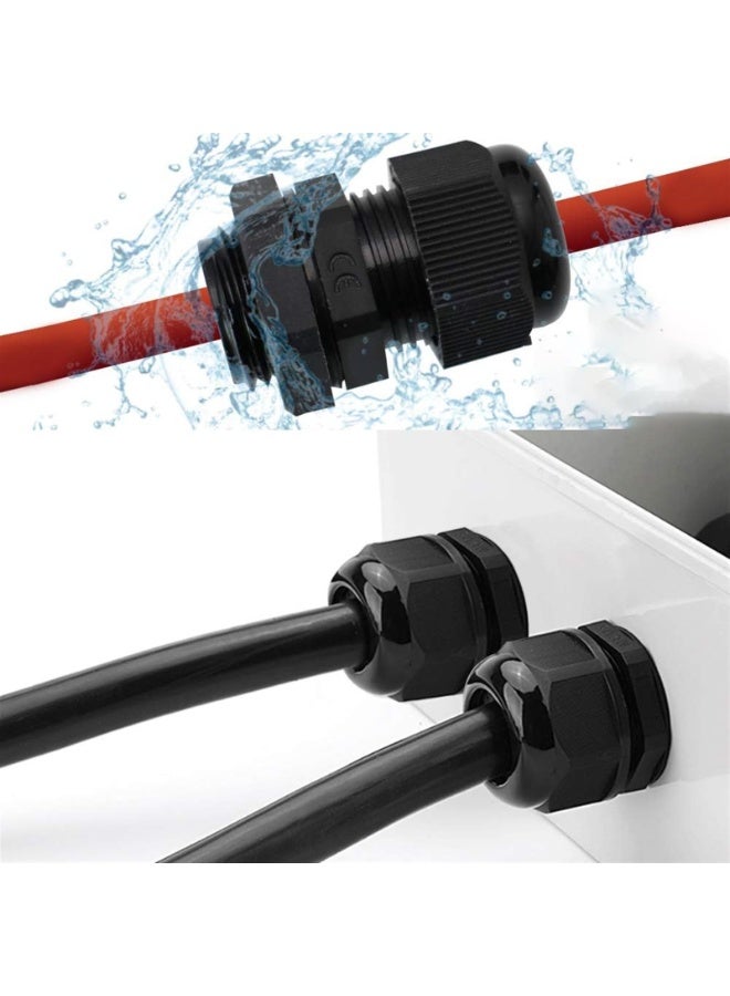 50pcs Cord Grip Cable Glands Kit for Electrical Box Waterproofing Nylon Strain Relief 1/4” 3/8” 1/2” 3/4” 1” 1-1/4” Junction case Connector Black With Gaskets - Image 3