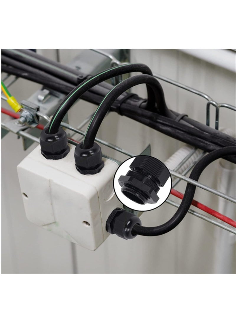 50pcs Cord Grip Cable Glands Kit for Electrical Box Waterproofing Nylon Strain Relief 1/4” 3/8” 1/2” 3/4” 1” 1-1/4” Junction case Connector Black With Gaskets - Image 5