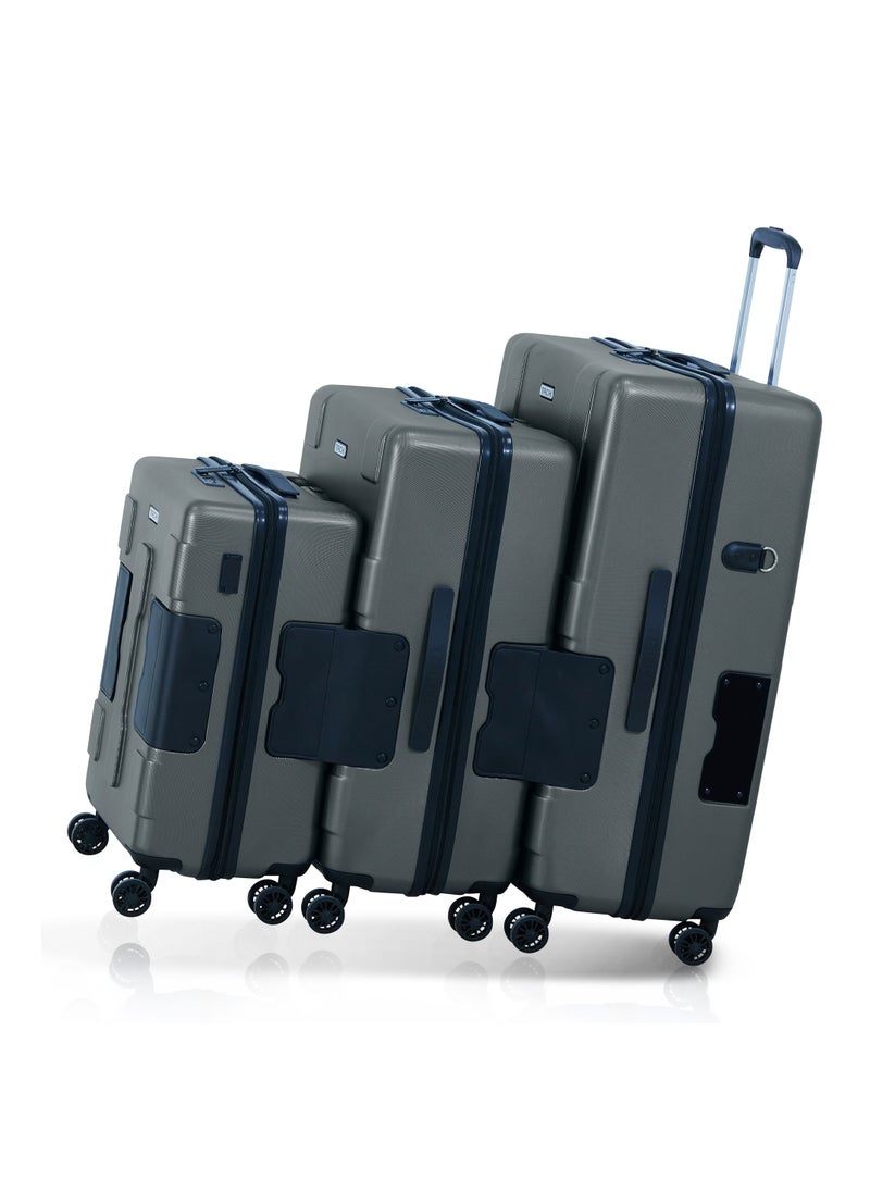 TACH - Connectable 3 Pcs Luggage Set | 22, 24 & 28" Spinner Luggage with TSA Locks | Patented Built-In Connecting System Easily Links 6 Bags | Dark Grey - Image 1