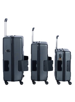TACH Connectable 3 Pcs Luggage Set | 22, 24 & 28" Spinner Luggage with TSA Locks | Patented Built-In Connecting System Easily Links 6 Bags | Dark Grey  - Image 2