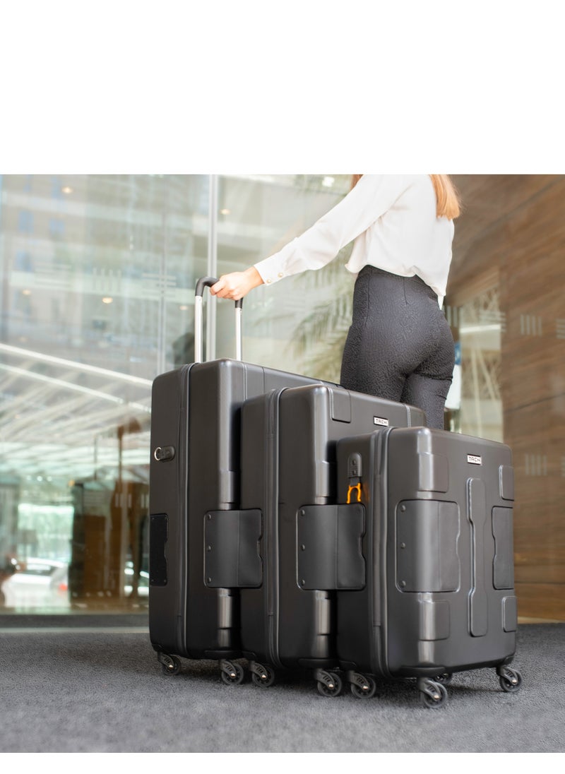 TACH - Connectable 3 Pcs Luggage Set | 22, 24 & 28" Spinner Luggage with TSA Locks | Patented Built-In Connecting System Easily Links 6 Bags | Dark Grey - Image 1