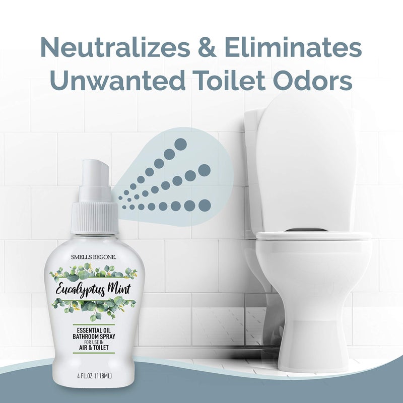 SMELLS BEGONE 4 oz Essential Oil Air Freshener Bathroom Spray - Eliminates Bathroom & Toilet Odors - Made with Essential Oils - Eucalyptus Mint Scent - Image 2