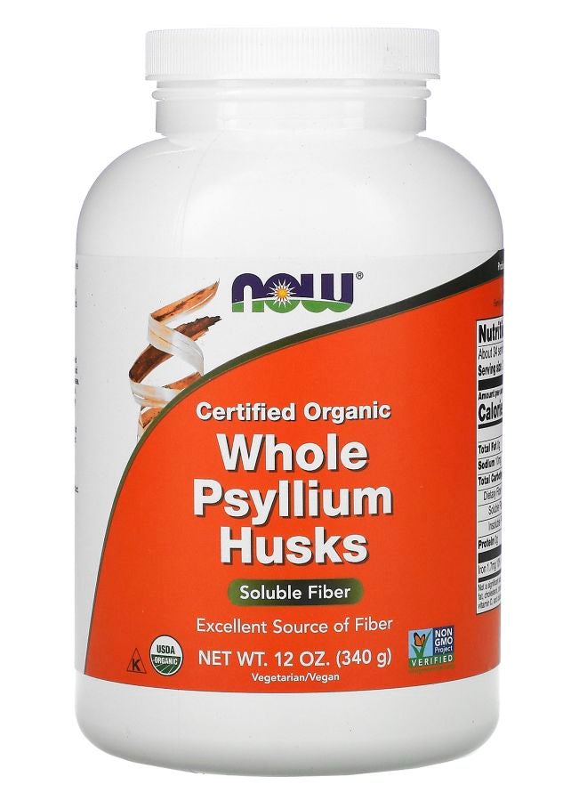 now Certified Organic Whole Psyllium Husks 12 oz (340 g)