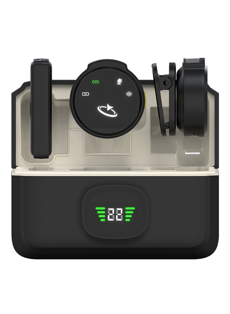 Goaltage AirCast Wireless Lavalier Microphone, Digital Display, Magnetic Charging Case, Noise Cancellation, USB-C & Lightning, Black - Image 2