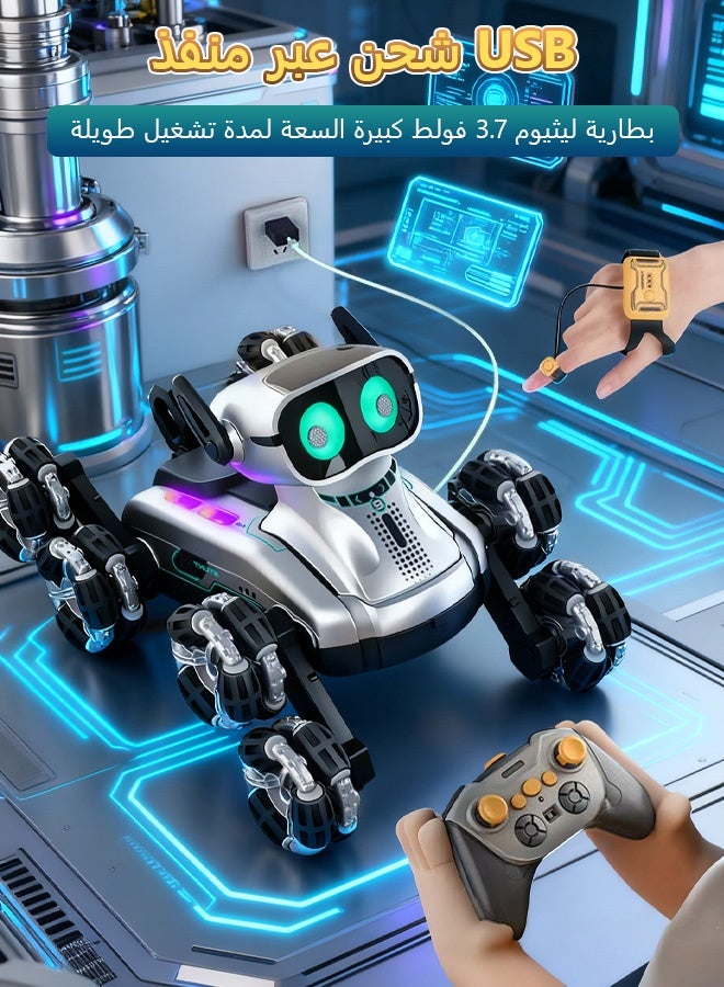 KSYN KO-KO كلب آلي ذكي (روبوت) تفاعلي للأطفال، يعمل بالتحكم عن بُعد وباستشعار الإيماءات، مزود بـ 8 عجلات قادرة على التسلق والحركات البهلوانية مع خاصية التحوّل (التحول الشكلي)، يعمل بالكهرباء - حيوان أليف إلكتروني - Image 2