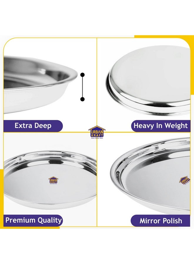 URBAN KRAFT URBAN KRAFT Stainless Steel Plate/Heavy Guage Steel Dinner Plates Set of 4 / High Grade Steel Plates for Lunch/Dinner with Mirror Finish, Bpa Free - Steel Thali Set (Pack of 4, 29.5 cm) - Image 4