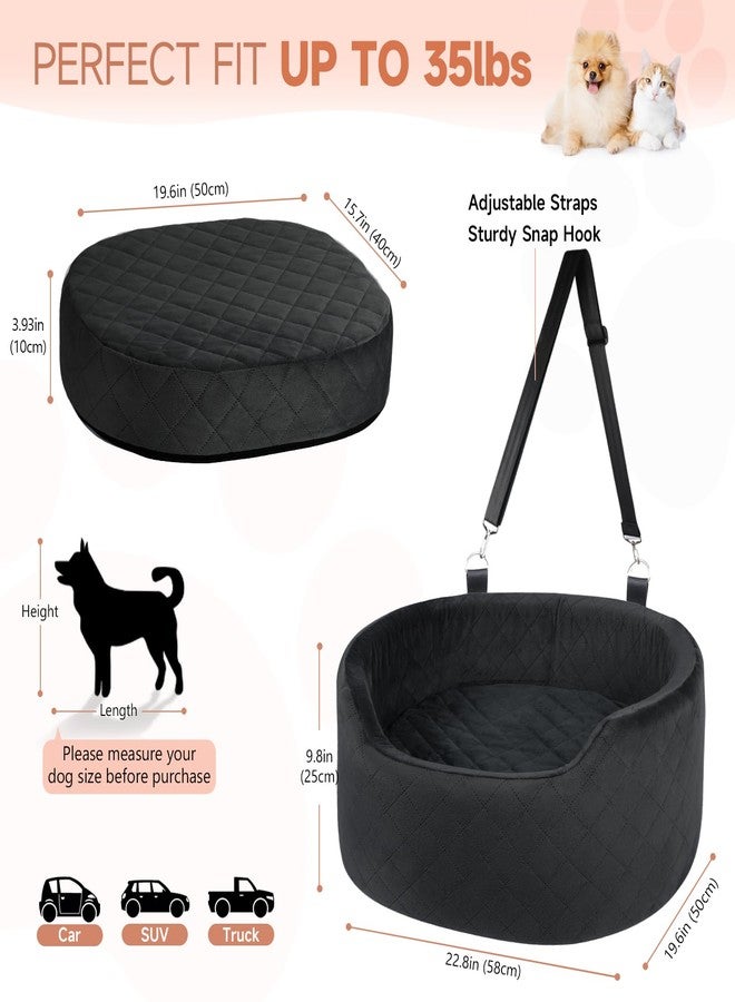 Feporen Dog Car Seat for Small & Medium Dogs, Elevated Booster Seat, Detachable and Washable Pet Dogs Up to 35lbs, Travel Bed with Thick Memory Foam Front Back Seats - Black - Image 5