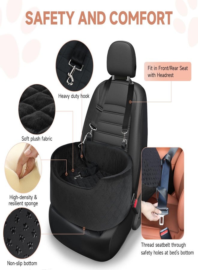 Feporen Dog Car Seat for Small & Medium Dogs, Elevated Booster Seat, Detachable and Washable Pet Dogs Up to 35lbs, Travel Bed with Thick Memory Foam Front Back Seats - Black - Image 3