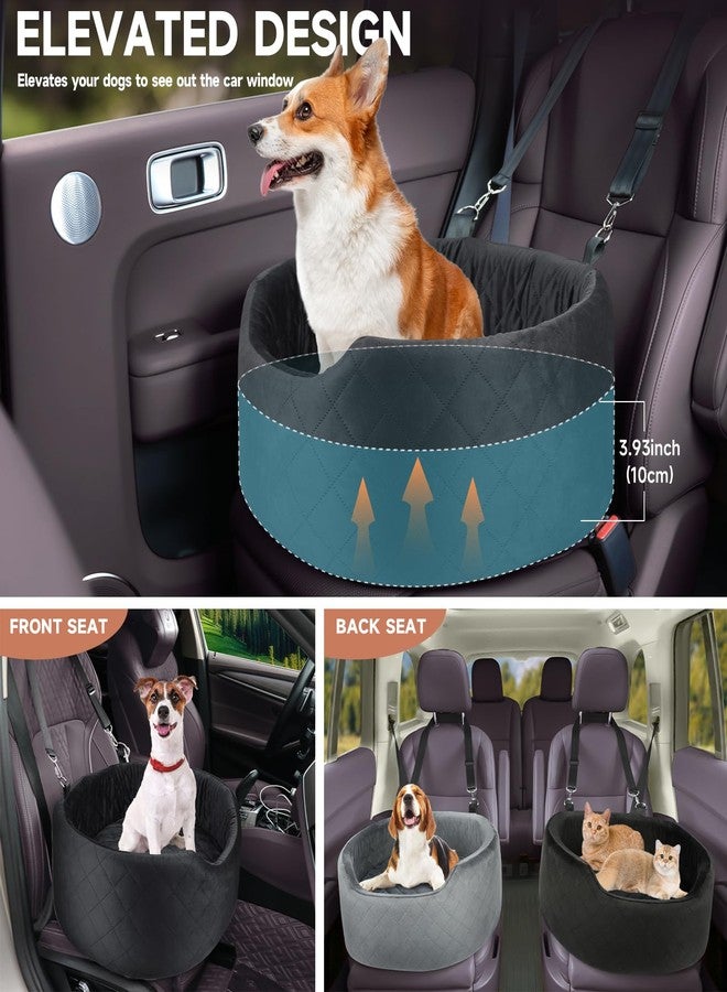 Feporen Dog Car Seat for Small & Medium Dogs, Elevated Booster Seat, Detachable and Washable Pet Dogs Up to 35lbs, Travel Bed with Thick Memory Foam Front Back Seats - Black - Image 4