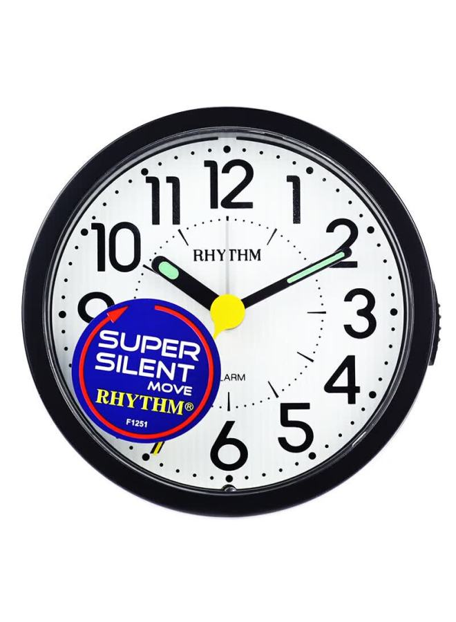 Rhythm Silent Alarm Clock For Students And Children, Cute Alarm Watch With Night Light, Bedroom Bedside Table Clock, 9cm Black Cre849wr02 Back-to Seaso - Image 1