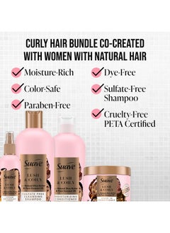 Suave Suave Luscious Curly Hair Shampoo and Conditioner Set for Women With Natural Hair, with Leave-In Conditioner for Curly Hair and Detangling Spray, 4 Count  - Image 3