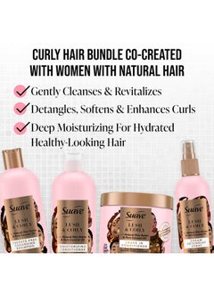 Suave Suave Luscious Curly Hair Shampoo and Conditioner Set for Women With Natural Hair, with Leave-In Conditioner for Curly Hair and Detangling Spray, 4 Count  - Image 2