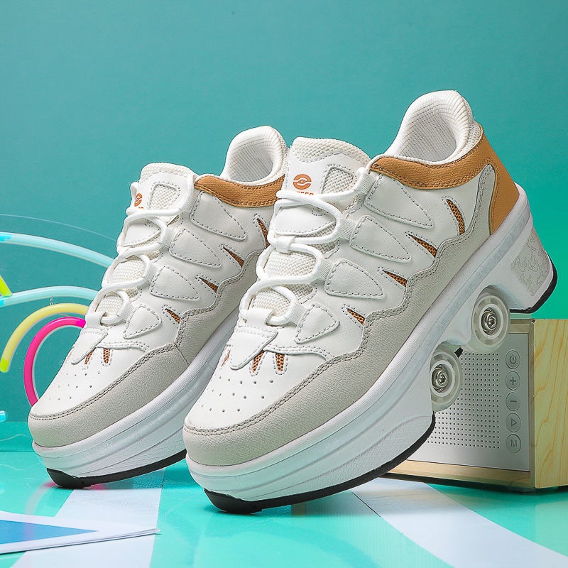 Children, Teenagers, Boys And Girls, Transforming Shoes, Four-Wheel Dual-Purpose Roller Skates, Double-Row Heelys, Roller Skates - Image 2