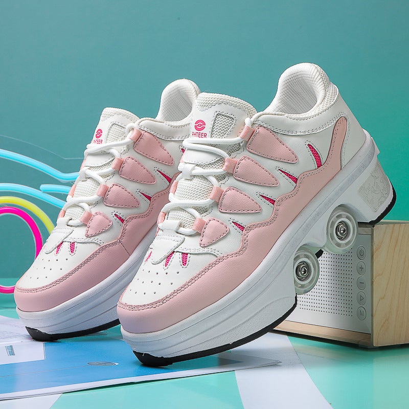 Children, Teenagers, Boys And Girls, Transforming Shoes, Four-Wheel Dual-Purpose Roller Skates, Double-Row Heelys, Roller Skates - Image 4