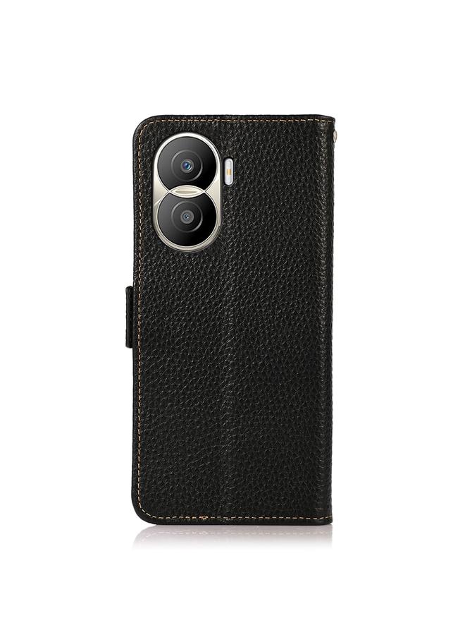 جرين تايجر جراب هاتف Honor X40i من KHAZNEH مصنوع من الجلد الطبيعي بنمط الليتشي مع خاصية تحديد الهوية بموجات الراديو (RFID) - Image 3