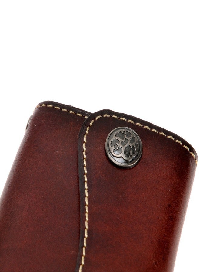 ZLYC محفظة مفاتيح من الجلد الطبيعي من ZLYC، مزودة بحلقة مفاتيح وإغلاق بزر بستة خطافات وحامل بطاقات، لون بني داكن - Image 5