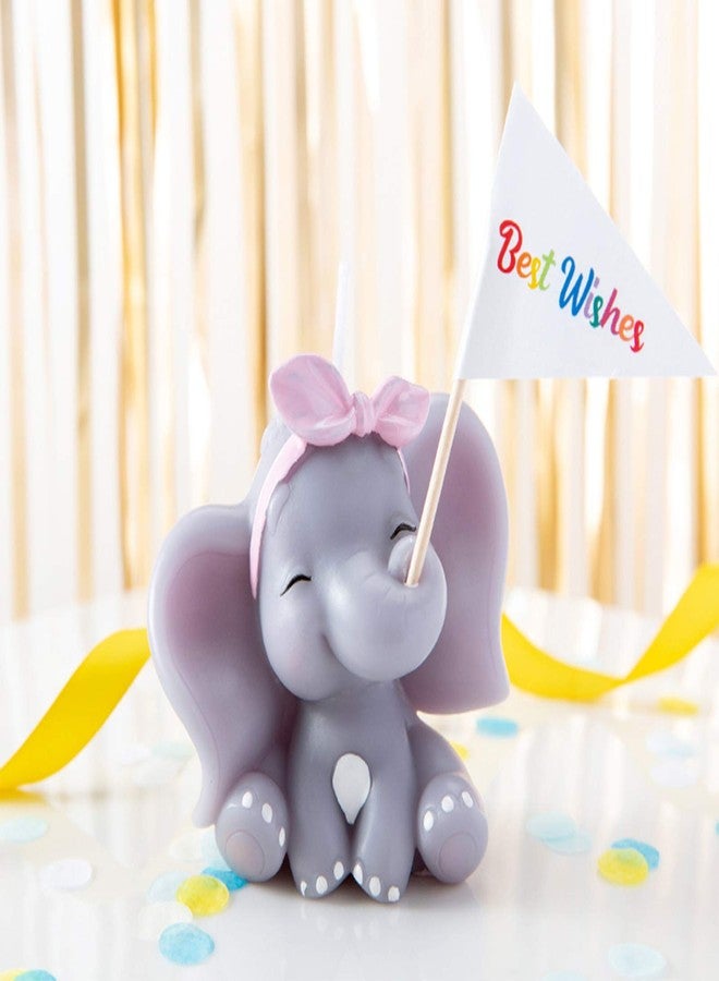 FLYPARTY Children's Birthday Candles with Best Wishes Flag,Handmade Adorable Cute Elephant Baby Shower Cake Topper Candle, Wedding Festival Theme Halloween Party Favors Decorations (Elephant Girl) - Image 4