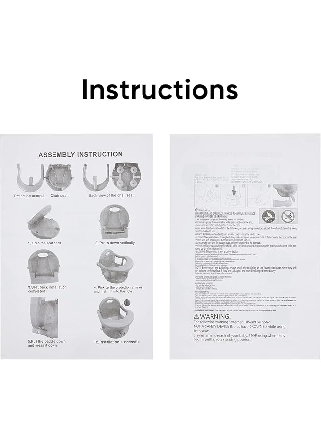 NALACAL Foldable Baby Bathtub Seat Non Slip Newborn Infant Bath Chair Cute Shape Shower Chair For Tub Sitting Up Surround Bathroom Seats For 6 18 Months (Grey) - Image 4