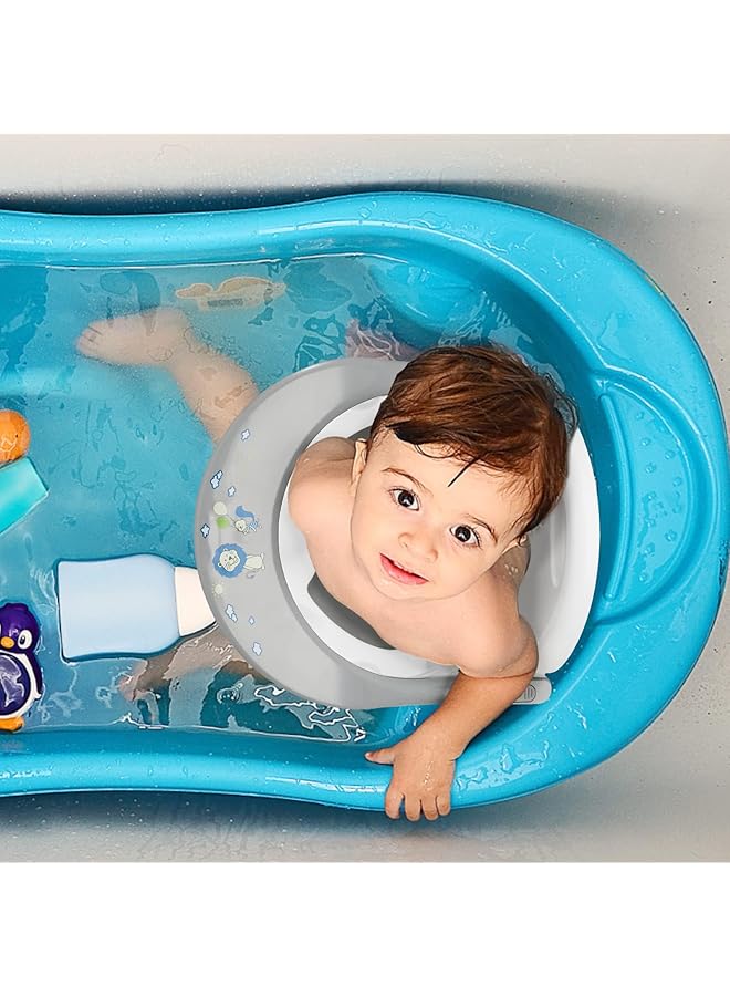 NALACAL Foldable Baby Bathtub Seat Non Slip Newborn Infant Bath Chair Cute Shape Shower Chair For Tub Sitting Up Surround Bathroom Seats For 6 18 Months (Grey) - Image 3