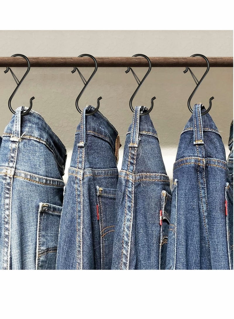 SYOSI S Hooks for Hanging, Heavy Duty S Hooks with Safety Buckle S Shaped Hooks Kitchen Pot Rack Hooks Closet Hooks for Hanging Plants, Clothes, Kitchen Utensil, Pots and Pans, Bags (8 Pack, Black) - Image 4