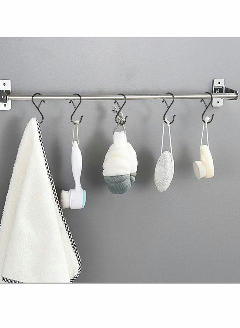SYOSI S Hooks for Hanging, Heavy Duty S Hooks with Safety Buckle S Shaped Hooks Kitchen Pot Rack Hooks Closet Hooks for Hanging Plants, Clothes, Kitchen Utensil, Pots and Pans, Bags (8 Pack, Black) - Image 5