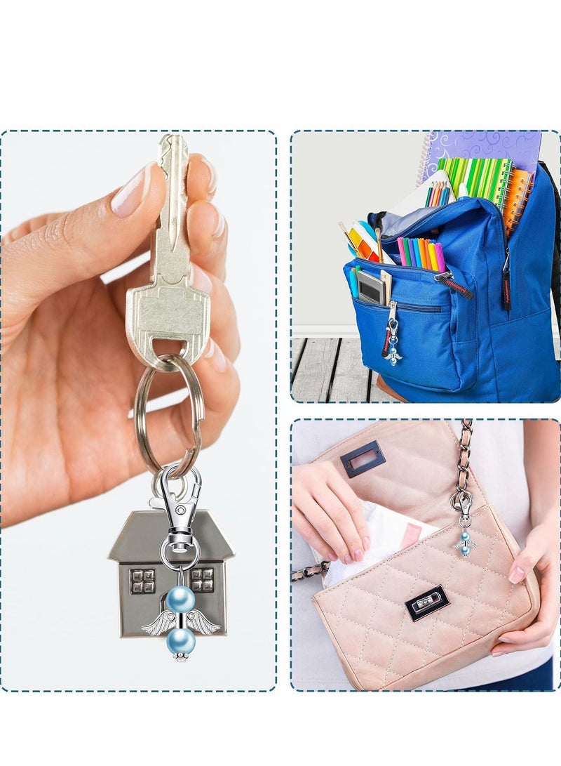 Excefore 50 Pcs Baby Shower Favors Keychain Favor Organza Bags Thank Card Tags Guest Return for Girl Bridal Wedding Baptism Birthday Party (Blue) - Image 2