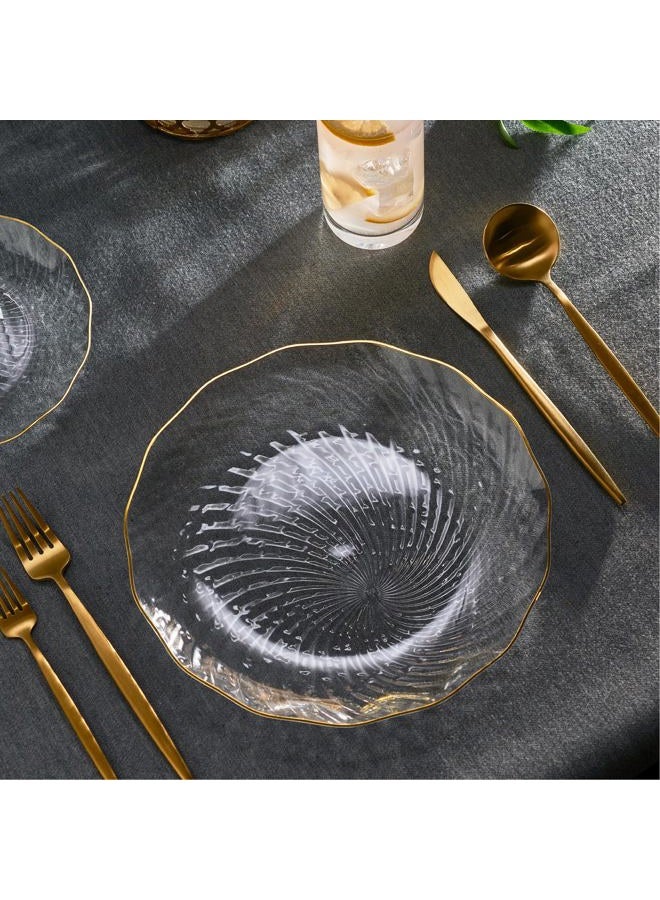 PLASTICPRO 30 Pack Elegant Plastic Plates 10 inch Clear with Gold Rim Spiral Design Disposable Plastic Dinner Plates - Image 4