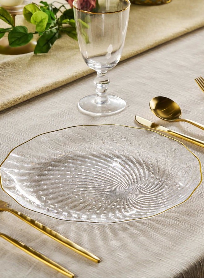 PLASTICPRO 30 Pack Elegant Plastic Plates 10 inch Clear with Gold Rim Spiral Design Disposable Plastic Dinner Plates - Image 2