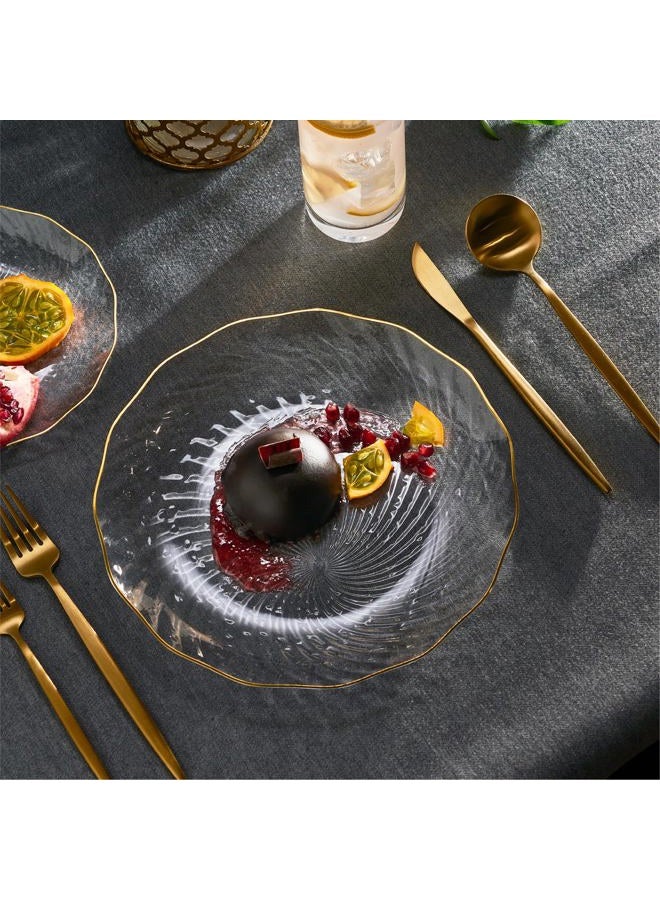 PLASTICPRO 30 Pack Elegant Plastic Plates 10 inch Clear with Gold Rim Spiral Design Disposable Plastic Dinner Plates - Image 5