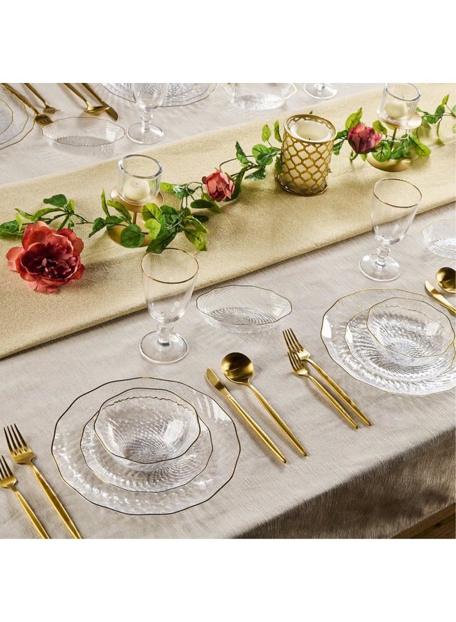 PLASTICPRO 30 Pack Elegant Plastic Plates 10 inch Clear with Gold Rim Spiral Design Disposable Plastic Dinner Plates - Image 3