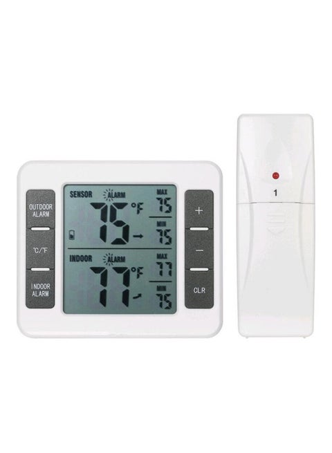 Digital Temperature Monitor Meter With Wireless Sensor White
