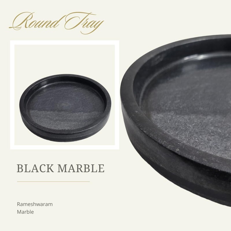 RM Marble Tray Black Designer Edges Marble Tray for Pooja Bathroom Counter Top Living Room Kitchen Serving Dining Table Jewellery Candle Perfume Cosmetic Organizer Vanity Platter - Image 5