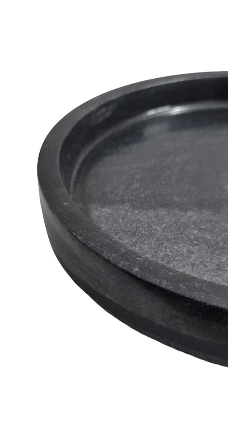 RM Marble Tray Black Designer Edges Marble Tray for Pooja Bathroom Counter Top Living Room Kitchen Serving Dining Table Jewellery Candle Perfume Cosmetic Organizer Vanity Platter - Image 3