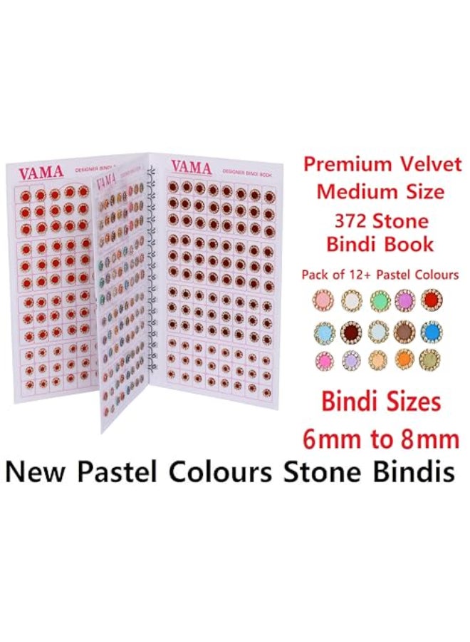 VAMA Fashions 372 Multicolor Round Pastel English Colors Stone Border Booklet Forehead Sindoor Indian Sticker Bindi Book for Women - Image 3