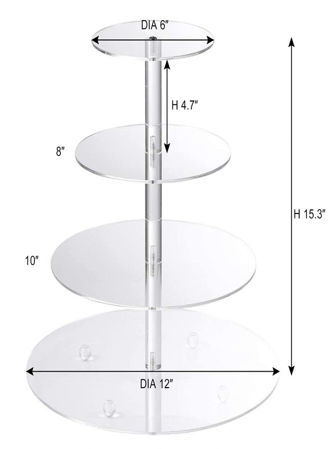 Boxalls Cupcake Stand, 4 Tier Round Acrylic Cupcake Display Stand Holder, Clear Dessert Pastry Tower for Wedding, Birthday, Theme Party, Baby Shower - Image 5