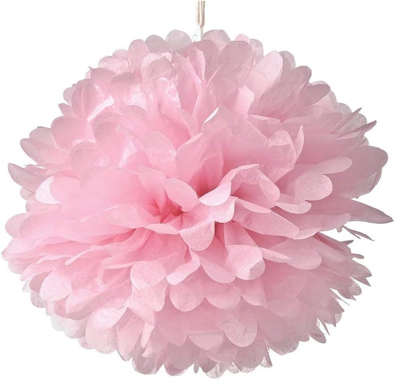 Pink Tissue Paper Pom Poms 10pcs Wedding Decorations Easy Assemble Floral Craft - Image 3