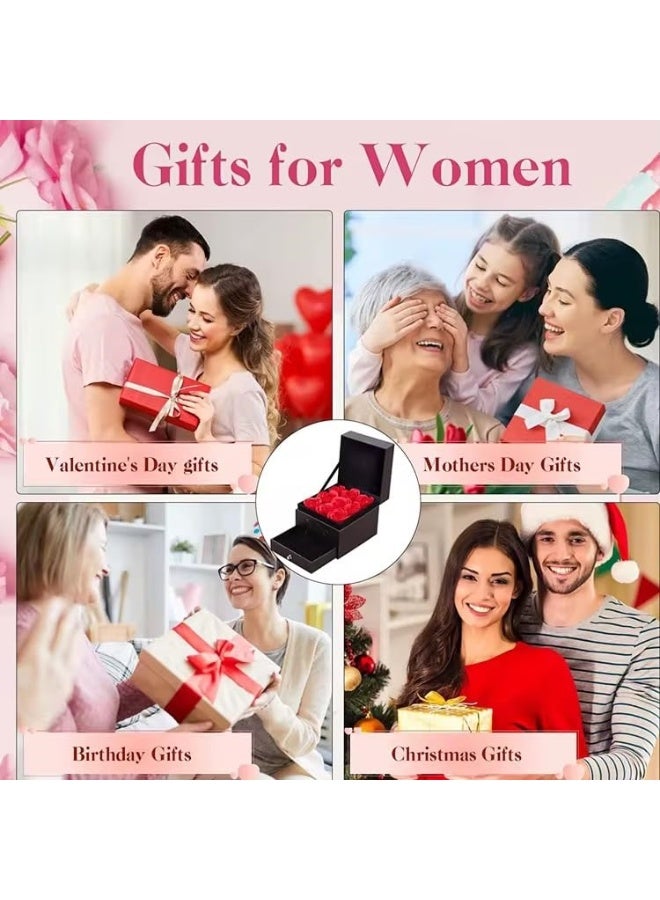 Pink Jewelry Box with Rose Flowers and Drawer, 'I Love You' Gift Set for Women(no necklace ) - Image 3