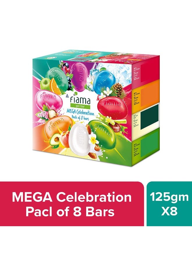 Fiama Gel Bathing Bar Mega Celebration pack, with 8 unique gel bars, with skin conditioners for moisturized skin, 125g soap (Pack of 8) - Image 4