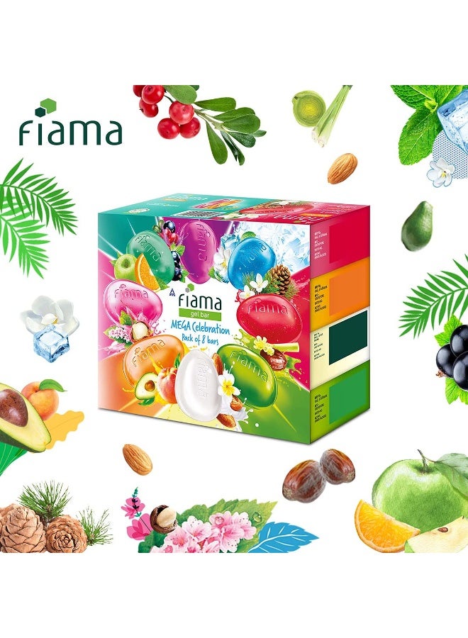 Fiama Gel Bathing Bar Mega Celebration pack, with 8 unique gel bars, with skin conditioners for moisturized skin, 125g soap (Pack of 8) - Image 3