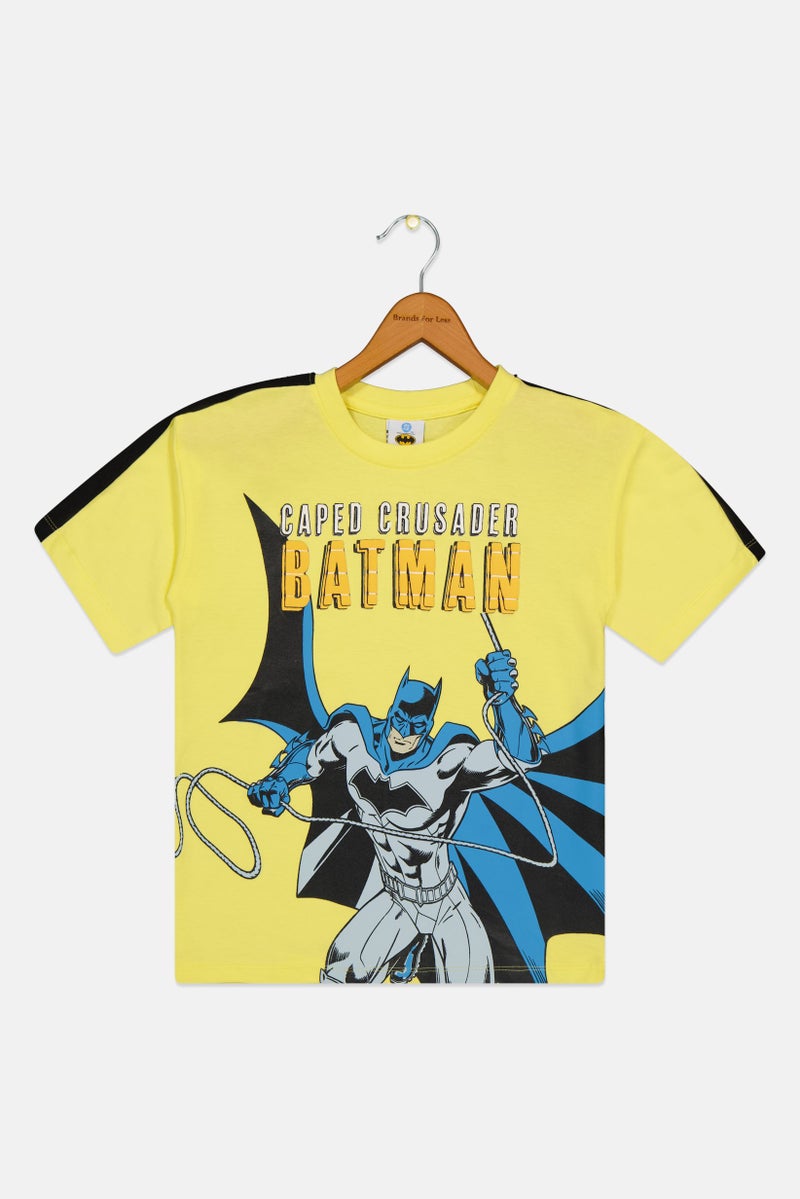 DC x Batman Kids Boy Crew Neck Short Sleeves Graphic Print T-Shirt, Yellow - Image 2