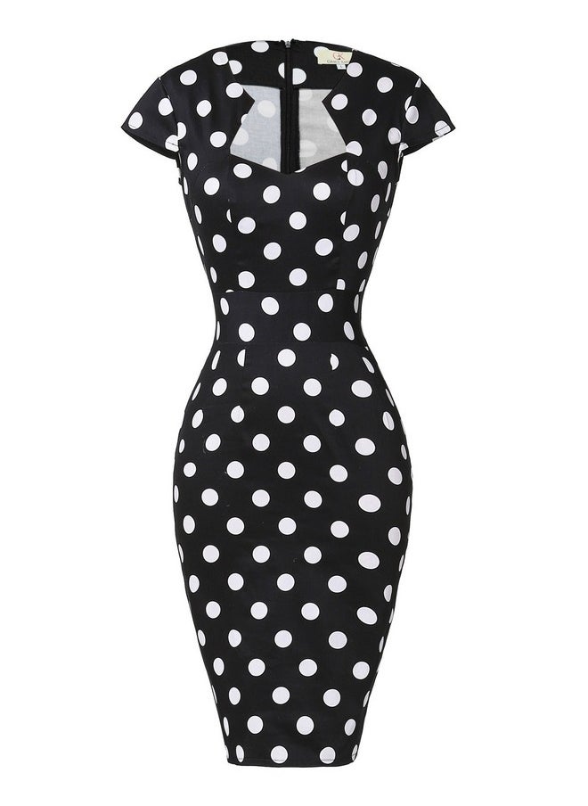 GRACE KARIN Women's Black White Polka Dots Pencil Dress Knee Length Wear to Work Dress - pzsku/Z9BE4AAE2783BDEECD88DZ/45/_/1740982532/4b1cc2c2-ea4c-4f9d-a4ab-42080b48145a