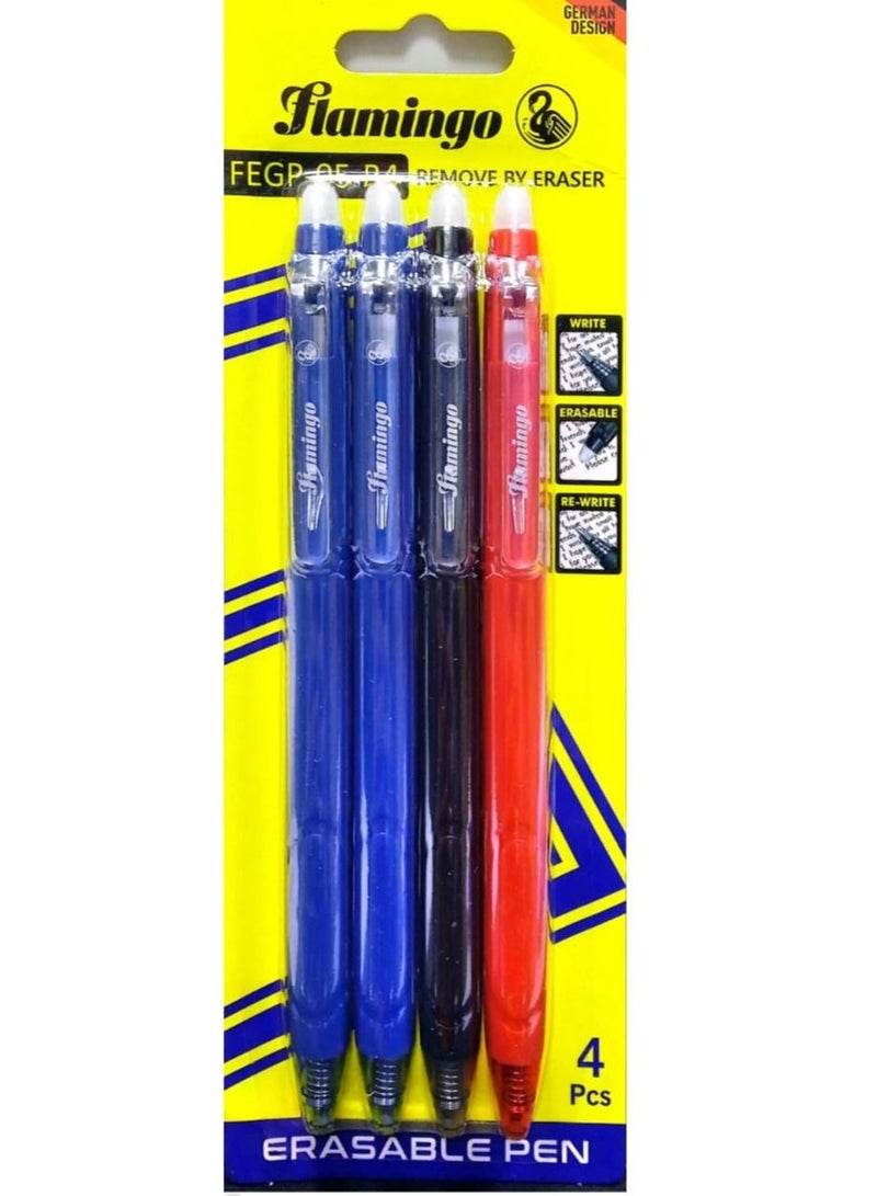 Flamingo Erasable Pen 4Pieces - Image 2