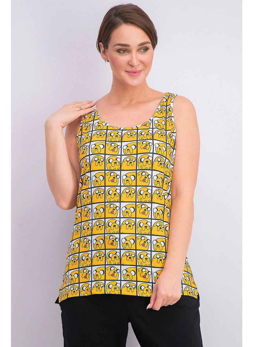 Adventure Time - Women Adventure Time All Over Jake Tank, Yellow Combo - Image 1