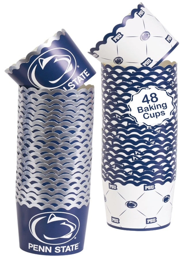 PartyKandy Penn State Baking Cups (48 Pcs) for PSU Football, Birthday, and Graduation Party Decorations (Penn State Nittany Lions) - Image 1