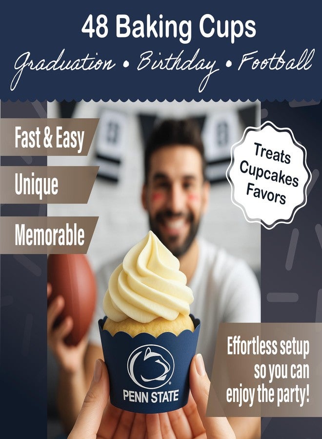 PartyKandy Penn State Baking Cups (48 Pcs) for PSU Football, Birthday, and Graduation Party Decorations (Penn State Nittany Lions) - Image 3