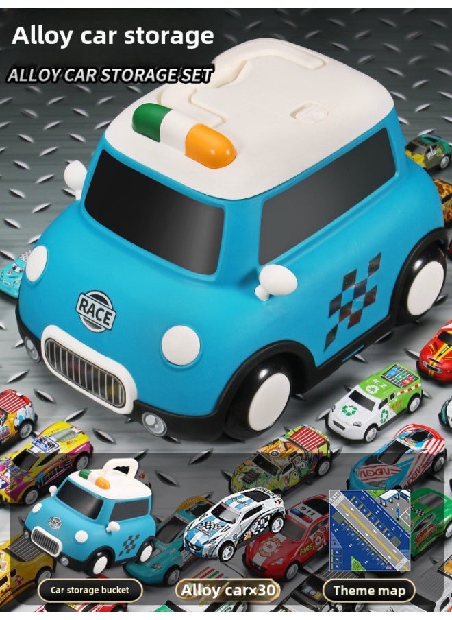 Children's Toy Boys 1-3 Years Old Baby Power Children One And A Half Years Old And Two Boys Early Education Development Birthday Gifts-Colour:Number Storage Car-blue  + Storage Bucket + Map  - Image 1