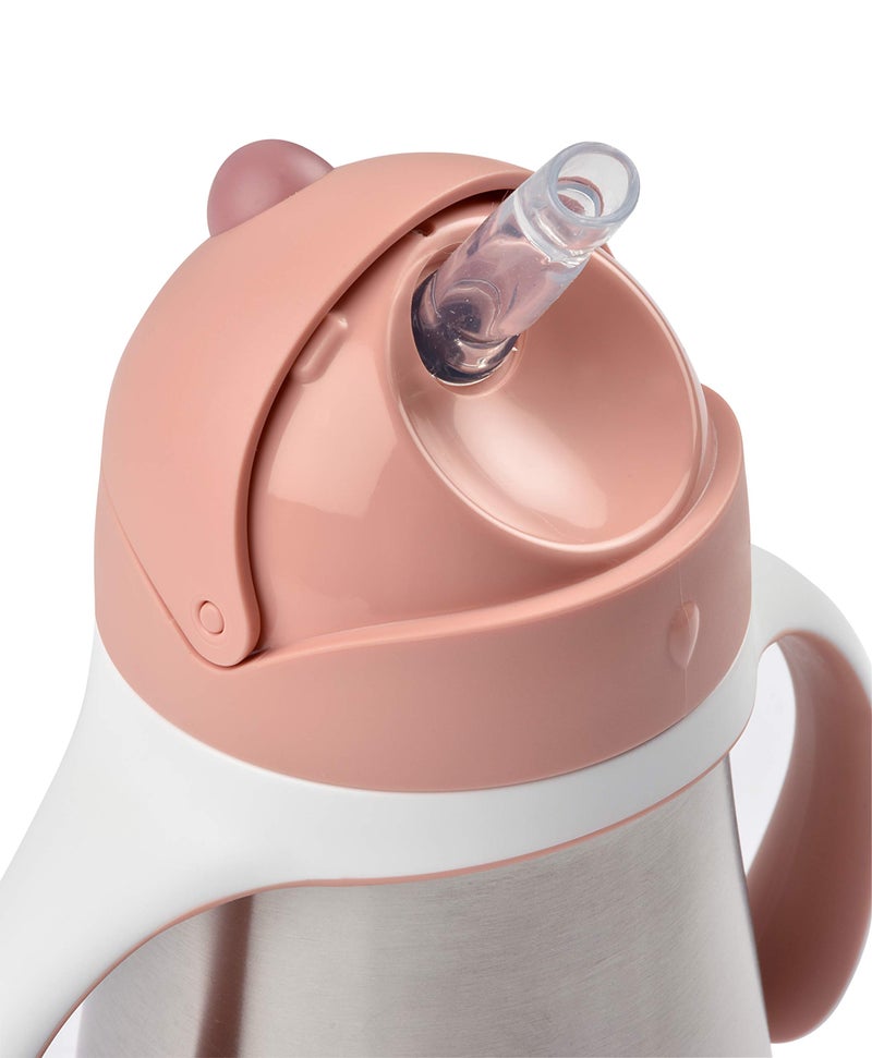 BEABA Stainless Steel Sippy Cup, Straw Sippy Cup with Handles, Toddler Sippy Cups, Baby Sippy Cup, Insulated Cup, Insulated Cup, 8+ mths, 8.5 oz, Rose - Image 3